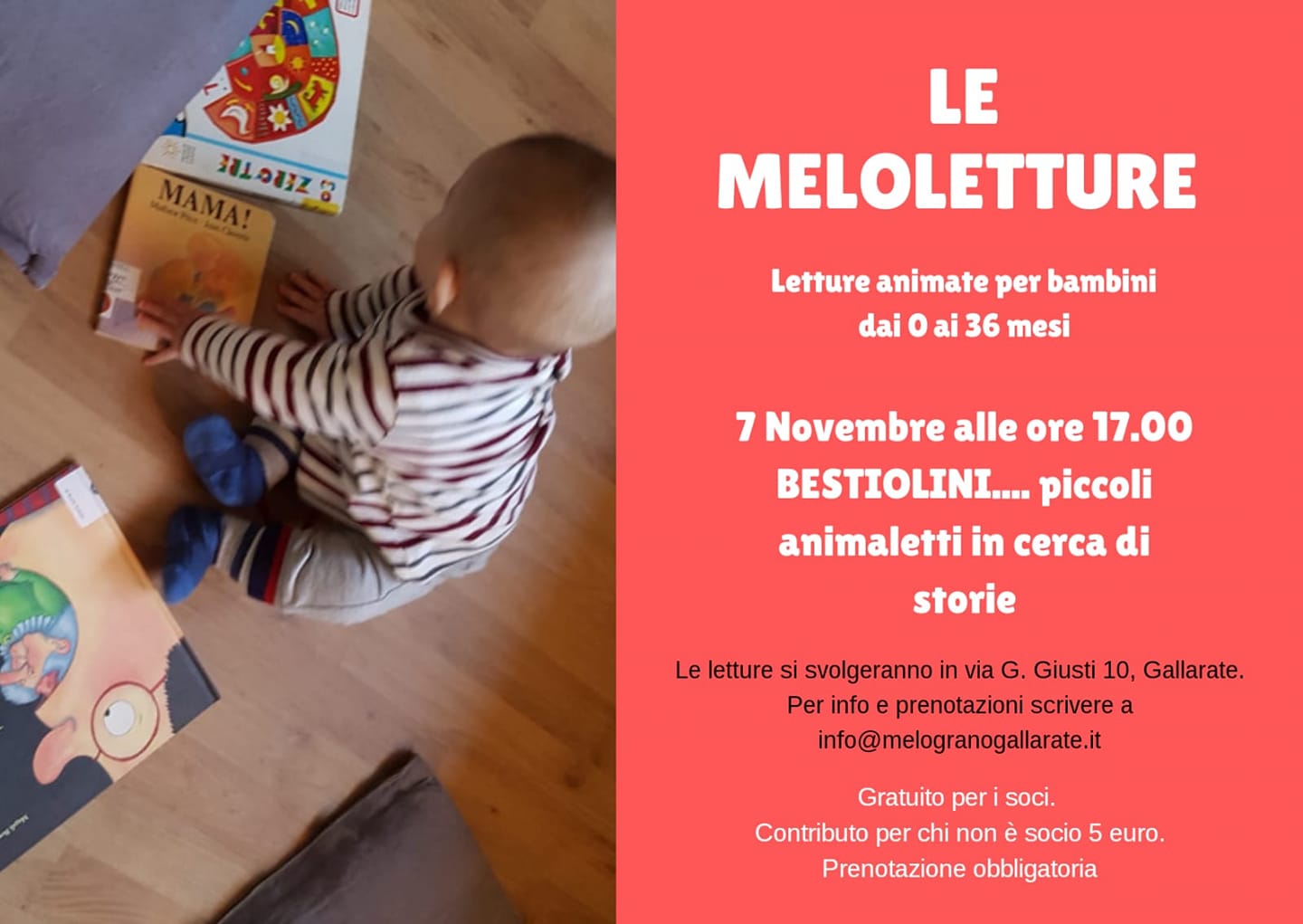 Giovedì 7 Novembre – MELOLETTURE: lettura animata per bimbi 0-3 anni- Il Melograno Gallarate