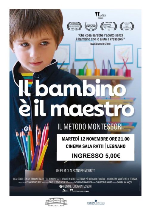 Martedì 12 Novembre  “Il bambino è il maestro” Il Metodo Montessori – Film Cinema Sala Ratti!!!