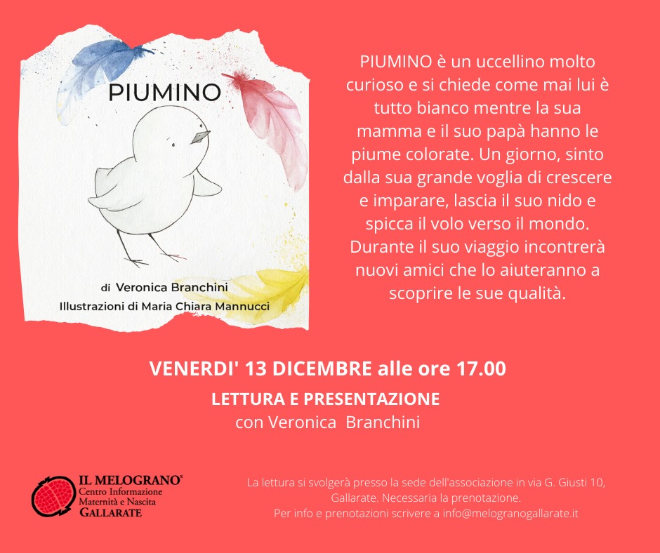 Venerdì 13 Dicembre – Presentazione e Lettura libro PIUMINO – Il Melograno Gallarate