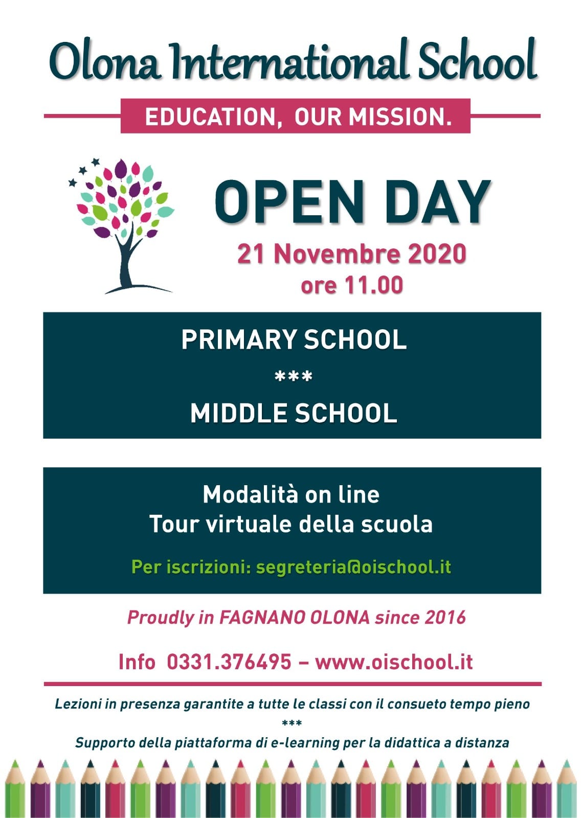 21 Novembre 2020 alle ore 11.00 Openday Online Olona International School!