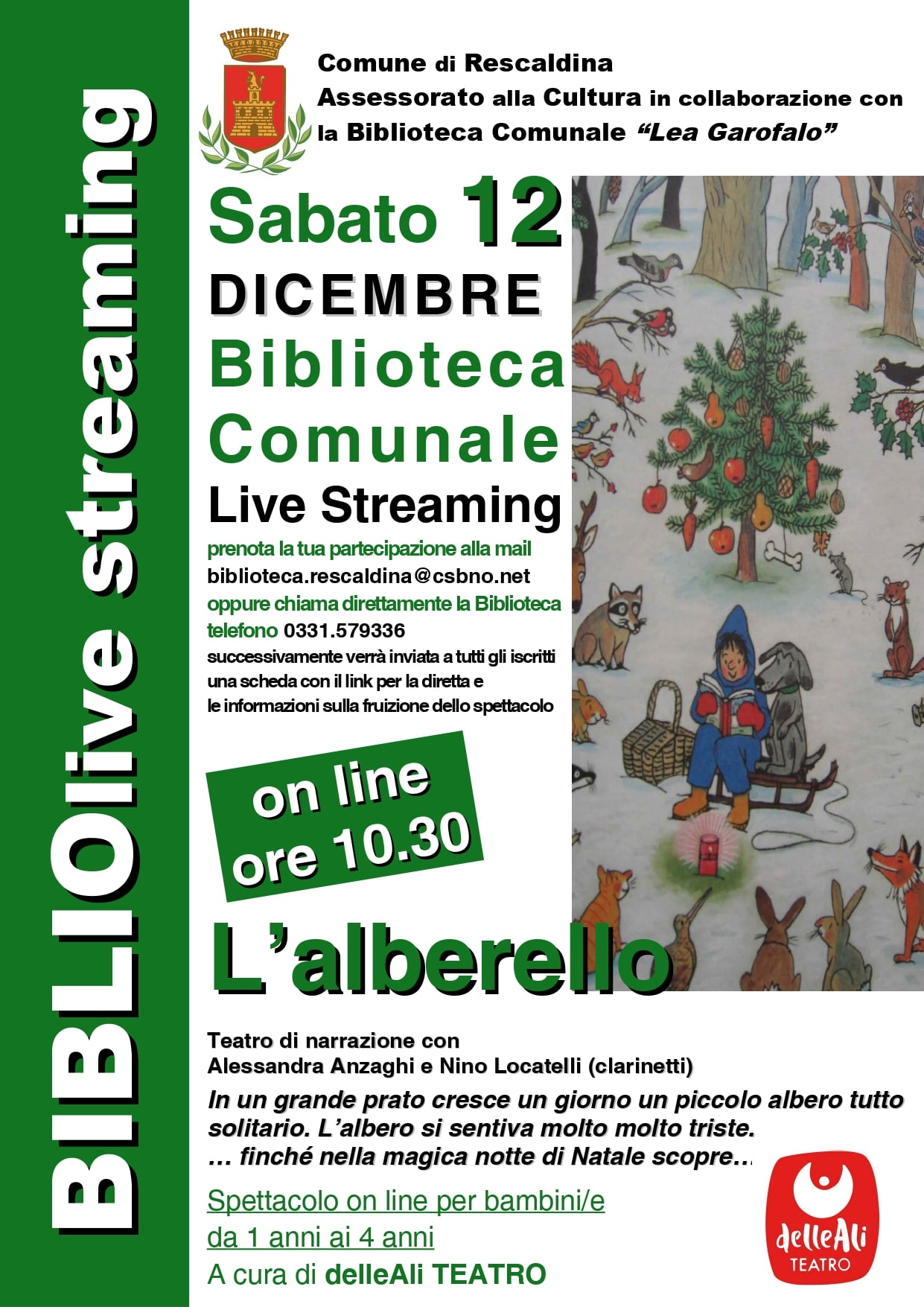 12 dicembre 2020 Letture animate con delleAli Teatro!  Biblioteca di Rescaldina!!!